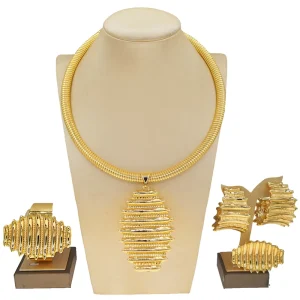 Fashion Jewelry Set Gold Plated Necklace Earrings Bracelet Set Women’s Jewelry Sets for Wedding