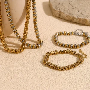Fashion Jewelry Set Hand Made Chain Necklace and Bracelet Set 18k Gold Plated Jewelry 316L Stainless Steel