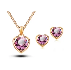 Fashion Jewelry Set High-end Crystal Zircon Love Two-Piece Set Diamond Necklace and Stud Earring Set
