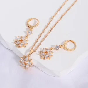 Fashion Jewelry Set Luxury Jewelry Set 18k Gold Plated Colorful Zircon Jewelry Set Party Gift for Women