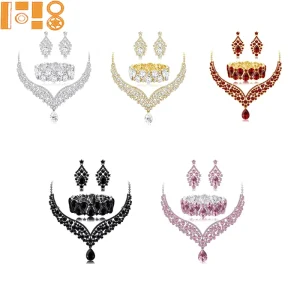 Fashion Jewelry Set Necklace Earrings Bracelet Jewelry for Women Wedding Banquet Dance Dress Accessories in Stock