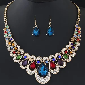 Fashion Jewelry Set Rhinestones Necklace and Earrings Set Choker Necklaces Set for Women W9120315