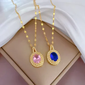 Fashion Jewelry Set Women 18k Gold Clover Butterfly Heart Pendant Necklace and Earrings Set for Gift