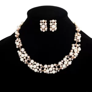 Fashion Jewelry Sets Fashion Pearl Zircon Gift Necklace Earrings Jewelry Set for Women