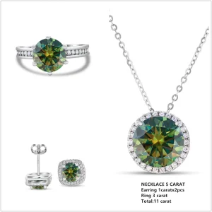 Fashion Jewelry Sets Multicolor Pendant Necklaces 3Pcs Jewelry Set Moissanite Chain Charms Necklaces for Women