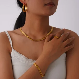 Fashion Jewelry Sets Stainless Steel Jewelry Sets 18kgold Plated Necklace Ring Bracelets and Earrings Jewelry Sets for Women