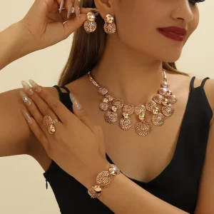 Fashion Jewelry Sets Women’s Necklace Earrings Ring Bracelet Four Piece Set