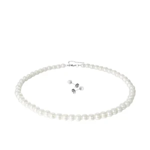 Fashion Jewelry Sets for Women Pearl Necklace Alloy Stainless Steel Stud Earrings Wedding Engagement Gift Bridal Party Jewelry