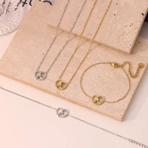 Fashion Jewelry Sets for Women Simple Style Stainless Steel Necklace and Bracelet Set Women Accessories