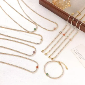 Fashion Jewelry Sets for Women Simple Trendy Style Floral Necklace and Bracelet Set Daily Wear