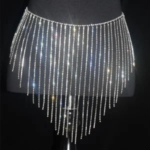 Fashion Jewelry Sexy Shiny Tassel Rhinestone Dress Belly Dance Body Chain Jewelry