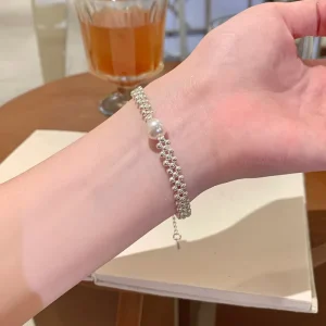 Fashion Jewelry Silver Color Beaded Bracelet Simple Pearl Bracelet Women’s Bracelet