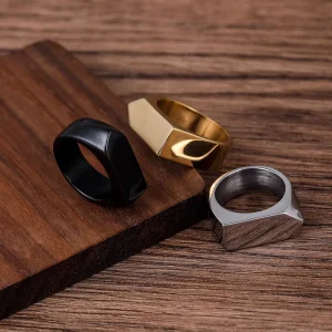 Fashion Jewelry Simple Design Geometric Pattern Stainless Steel Men Women Rings