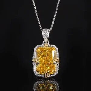 Fashion Jewelry Square Colored Zircon Necklace Pendant Ring Exquisite Luxury Set Jewelry