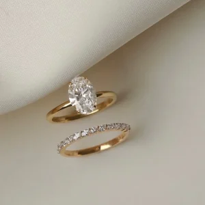 Fashion Jewelry Stacking Rings 10K 18K Gold Engagement Ring 925 Sterling Silver Oval Cut CVD IGI Certificate Lab Diamond Ring
