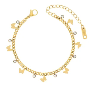 Fashion Jewelry Stainless Steel butterfly Accessories Charm Bracelet Tarnish Free Waterproof butterfly Zircon Bracelet