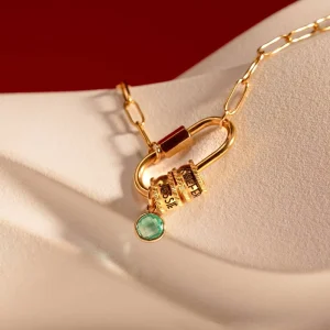 Fashion Jewelry Supplier Carabiner Charm Necklace For Her DIY Birthstone Charm Lock Necklace Trending Jewelry Gift For Women
