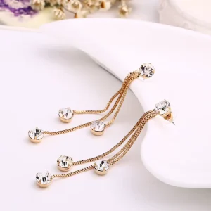 Fashion Jewelry Temperament Earline Long Rhinestone Earrings Diamond Fringed Earrings E059