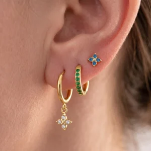 Fashion Jewelry Threader Earring Bridal Ruby Moon Surgical Steel Gothic Gold Sleeper Resin Jewelry