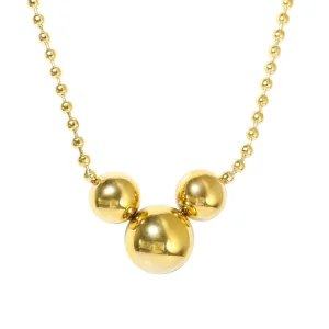 Fashion Jewelry Trendy Bead Pendant Necklace Three Beads Balls Charms 14K Gold Plated Stainless Steel Women High end Creative