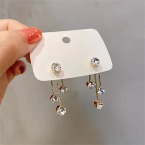 Fashion Jewelry Trendy Hypoallergenic Drop Earrings Rhinestone Pearl Long Tassel Dangle Chandelier Gift for Women Anniversary