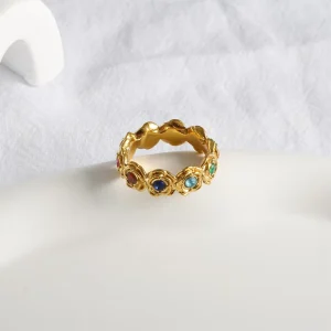 Fashion Jewelry Trendy Ring Women’s Fashion Simple High grade Stitching Flower Ornamental Stone Titanium Steel Rings for Women
