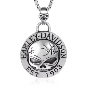 Fashion Jewelry Vintage Big Eyes Skull Ghost Head Stainless Steel Pendant Necklace for Men Gifts