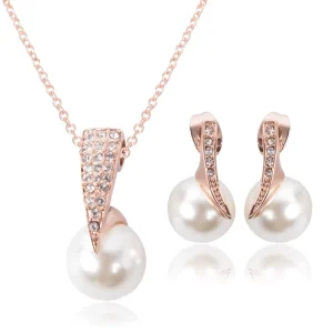 Fashion Jewelry Wedding Anniversary Gift Trendy Party Engagement Alloy Necklace and Earrings Set