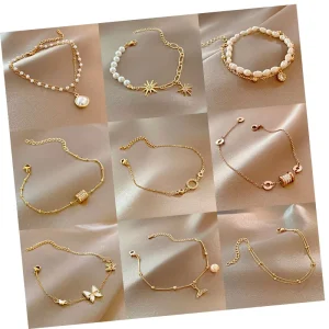 Fashion Jewelry Women Simple Design Zircon Pearl Bracelet Butterfly Femme Bracelets & Bangles