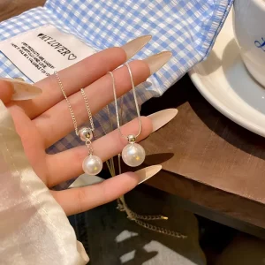 Fashion Jewelry Women’s Pearl Pendant Necklace Trendy Link Chain Elegant Light Luxury Gift for Party Fancy Jewellery for Ladies