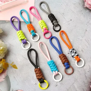 Fashion Keychain Braided Lanyard Keyring for Phone Case Women Anti Lost Knot Rope Strap Key Chains Car Pendant Diy Accessories
