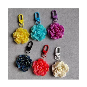 Fashion Keychain Korean Style Flower Key Chain Girl Cute Keyring Earphone Cover Purse Backpack Ornament Accessories