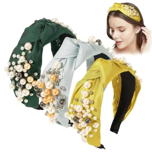 Fashion Knotted Hair Accessories Women’s Hair Headband Hair Bands Beauty Crystal Pearl Headband