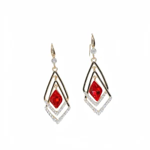 Fashion Korean Geometric Double Diamond Crystal Earrings Jewelry Earrings Women’s