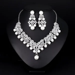 Fashion Ladies Pearl Necklace Jewelry Set Luxury Bridal Jewelry Set Women