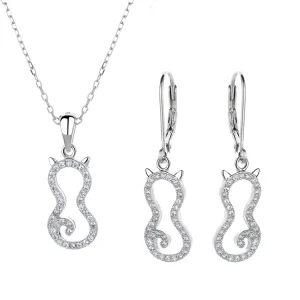 Fashion Ladies Sterling Silver European High Quality Luxury Kitten White Stone Modeling