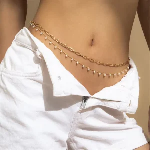 Fashion Ladies Waist Chain Jewelry Beaded Belly Chains Women Bohemia Butterfly Thin Body Chain