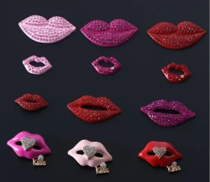 Fashion Lady Enamel Rhinestone Lips Lipsticks Flower Bow Perfume Bottle Love Charms Makeup Phone Case Shoes Jewelry Accessories