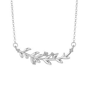 Fashion Leaf Pendant Clavicle Chain Necklaces 925 Sterling Silver Women Simple Olive Branch Leaf Pendant Necklace