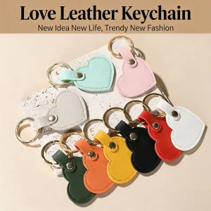 Fashion Leather Heart shaped Keychain Pendant Portable PU Leather Keychains for Women Fashionable Key Holder Rings