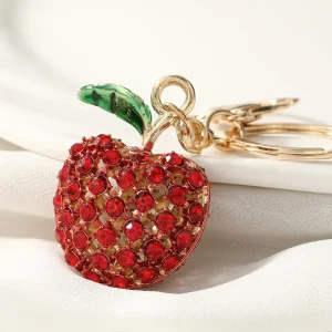 Fashion Light Luxury Cute Popular Bag Accessories Diamond Apple Metal Key Chains