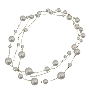Fashion Long Imitation Pearl Link Necklace Gold Christian Bohemian Heart Design Alloy Gift Party Wear Necklace For Women