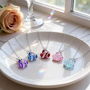 Fashion Love Butterfly Necklace Exquisite Ladies Girl Heart Pendant Stainless Steel Brass Silver Plated Valentine’s Day Mother’s