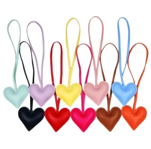 Fashion Love Heart Shape Pu Leather Keychain Hanging Bag Pendant Key Ring Ornament Wristlet Bag Charms