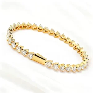 Fashion Luxury 316L Stainless Steel Heart CZ Zircon Tennis Chain Women’s Bracelets 18K Gold Plated Costume Jewelry Waterproof