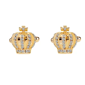 Fashion Luxury Elegant Rhinestone Gold Crown French Shirt Cufflinks for Men
