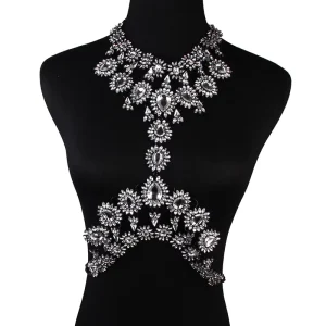 Fashion Luxury Jewelry Exaggerated Color Diamond Clavicle Body Necklace Body Chain Jewelry for Women