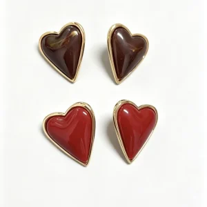 Fashion Luxury Love Heart Natural Stone Red Heart Earring for Women Dainty Cute Gold Plated Heart Earrings Party Jewelry Gift