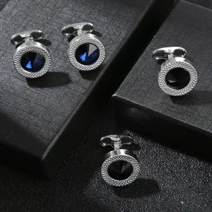 Fashion Luxury Zircon Cufflink Shirt Sleeve Button Blue Black Crystal Cuff Links Mens Cufflinks for Men