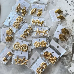 Fashion MIX Leaf Hammer Pattern Earring 18K Gold Plated Stainless Steel Heart Flower Stud Earrings For Luxury Wholesales